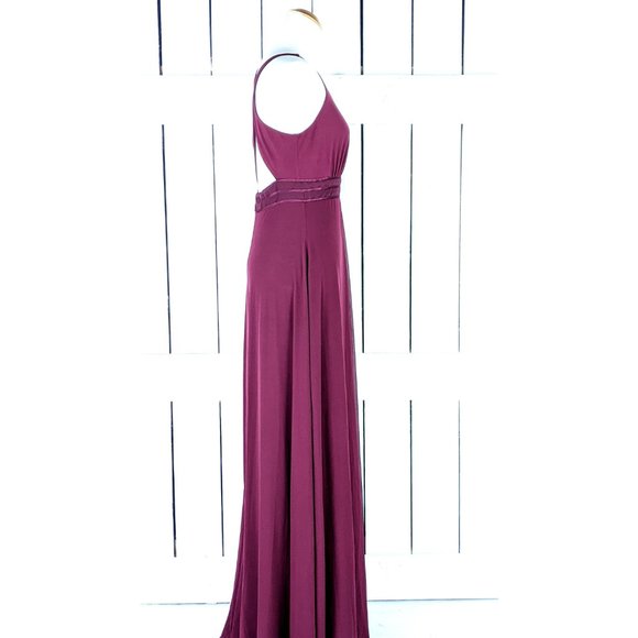 Calvin Klein burgundy maroon stretch sheer panel sleeveless long maxi dress - Picture 3 of 7